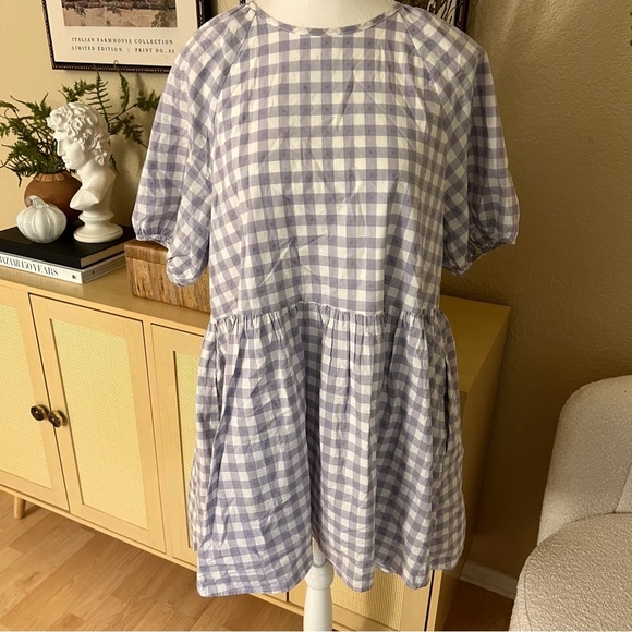 HILL‎ HOUSE the Adeline Dress in Lilac Jacquard Check Size Small - Picture 2 of 10